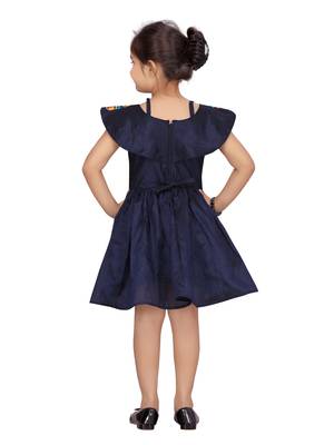 Blue plain silk girls-dresses 4