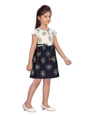 White printed pure cotton kids-frocks 2