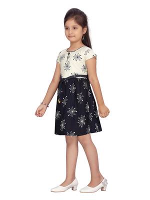 White printed pure cotton kids-frocks 3