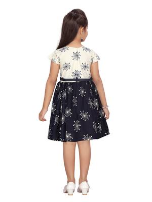 White printed pure cotton kids-frocks 4