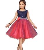 Red hand woven net kids-frocks