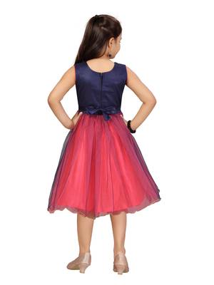 Red hand woven net kids-frocks 4