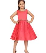 Red plain silk kids-frocks