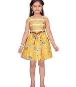 Yellow plain pure cotton kids-frocks