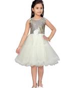 Yellow plain net kids-frocks