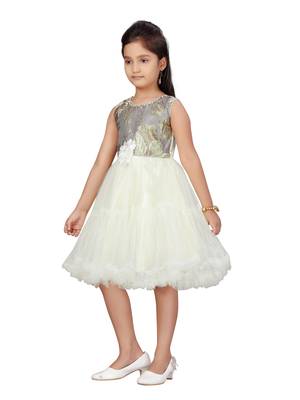 Yellow plain net kids-frocks 3
