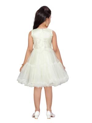 Yellow plain net kids-frocks 4