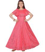 Red plain net kids-girl-gowns