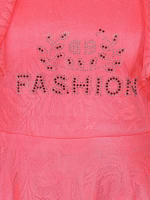 Red plain net kids-girl-gowns 5