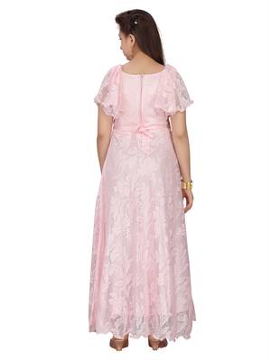 Pink plain net kids-girl-gowns 4