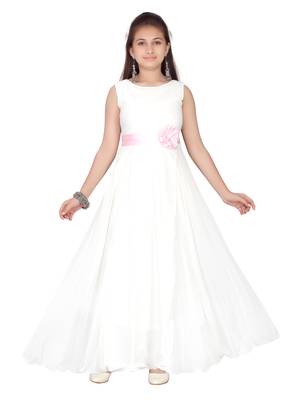 White plain georgette kids-girl-gowns 1