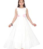 White plain georgette kids-girl-gowns