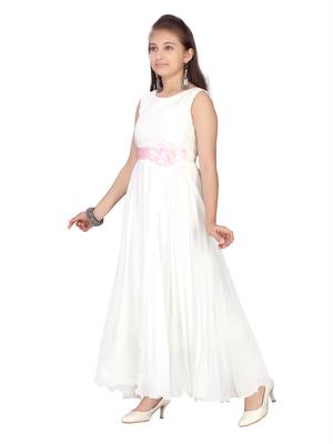 White plain georgette kids-girl-gowns 3