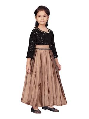 Brown embroidered silk kids-girl-gowns 2