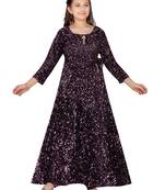 Pink embroidered velvet kids-girl-gowns