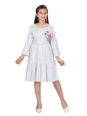 Grey plain cotton kids-frocks 1