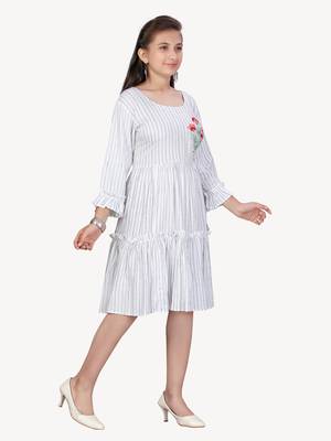 Grey plain cotton kids-frocks 2