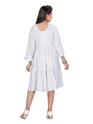 Grey plain cotton kids-frocks 4