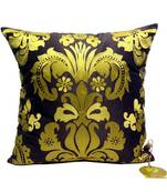 Golden Damask Patterned Cushion Cover