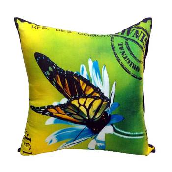 Digital Butterfly Print Neon Lime Cushion Cover 1