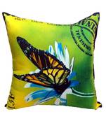 Digital Butterfly Print Neon Lime Cushion Cover