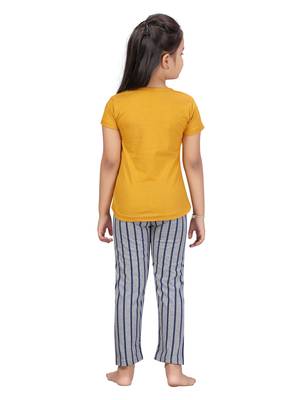 Yellow printed cotton girls-top-bottom 4