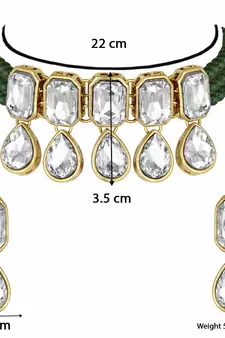 Traditional Handcrafted Beaded Emerald Choker with Earrings For Women/Girls (ML249G)