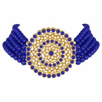 Traditional Light Weight Beaded Choker Set Glided With Moti Work  4