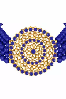 Traditional Light Weight Beaded Choker Set Glided With Moti Work 