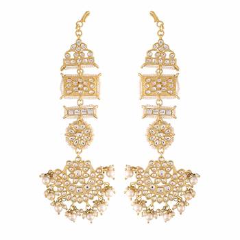 Stunning Matte Finish Long Traditional Bollywood Kundan & Faux Pearl  5