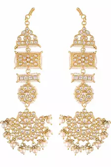 Stunning Matte Finish Long Traditional Bollywood Kundan & Faux Pearl 