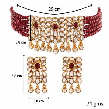 Traditional Kundan & Beads Choker Necklace Set for Women  6