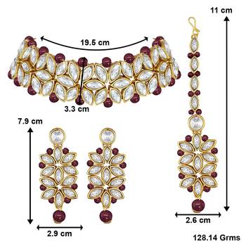 Traditional Bridal Choker Jewellery Set with Earrings & Maang Tikka for Women  8