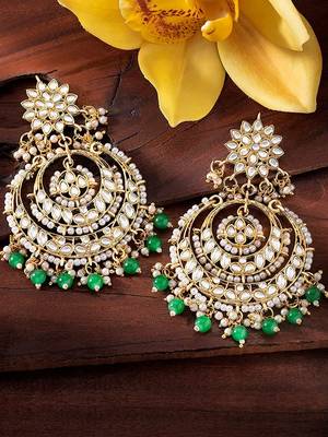 Traditional Handcrafted Beaded Big Chandbali Earrings For Women/Girls  2