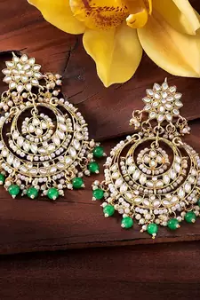 Traditional Handcrafted Beaded Big Chandbali Earrings For Women/Girls 