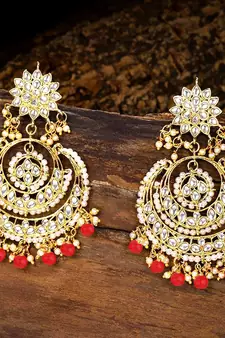 Traditional Handcrafted Beaded Big Chandbali Earrings For Women/Girls 