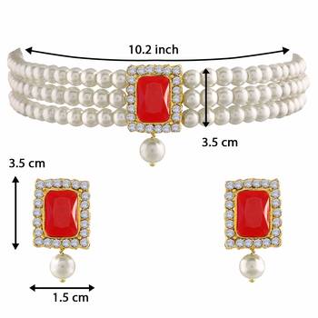  Traditional Handcrafted Beaded Emerald Choker with Earrings For Women/Girls  5