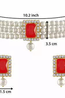  Traditional Handcrafted Beaded Emerald Choker with Earrings For Women/Girls 