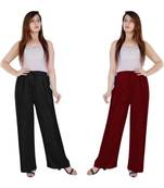 Women's Rayon Pant Palazzo Combo (Free Size )Black&Maroon