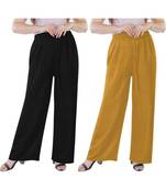 Women's Rayon Pant Palazzo Combo (Free Size )Black&Mustard