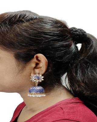 Blue pearl earrings 3