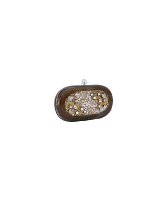 Morus Designer Resin Brown Studded Clutch For Women 3
