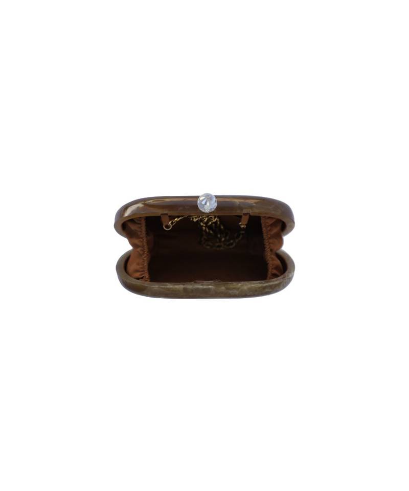 Morus Designer Resin Brown Studded Clutch For Women