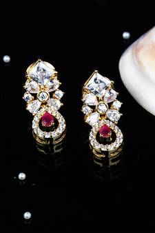 Gold Plated American Diamond Earrings