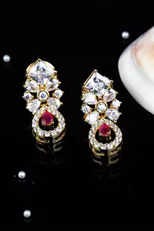 Gold Plated American Diamond Earrings