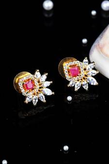 Gold Plated American Diamond Earrings