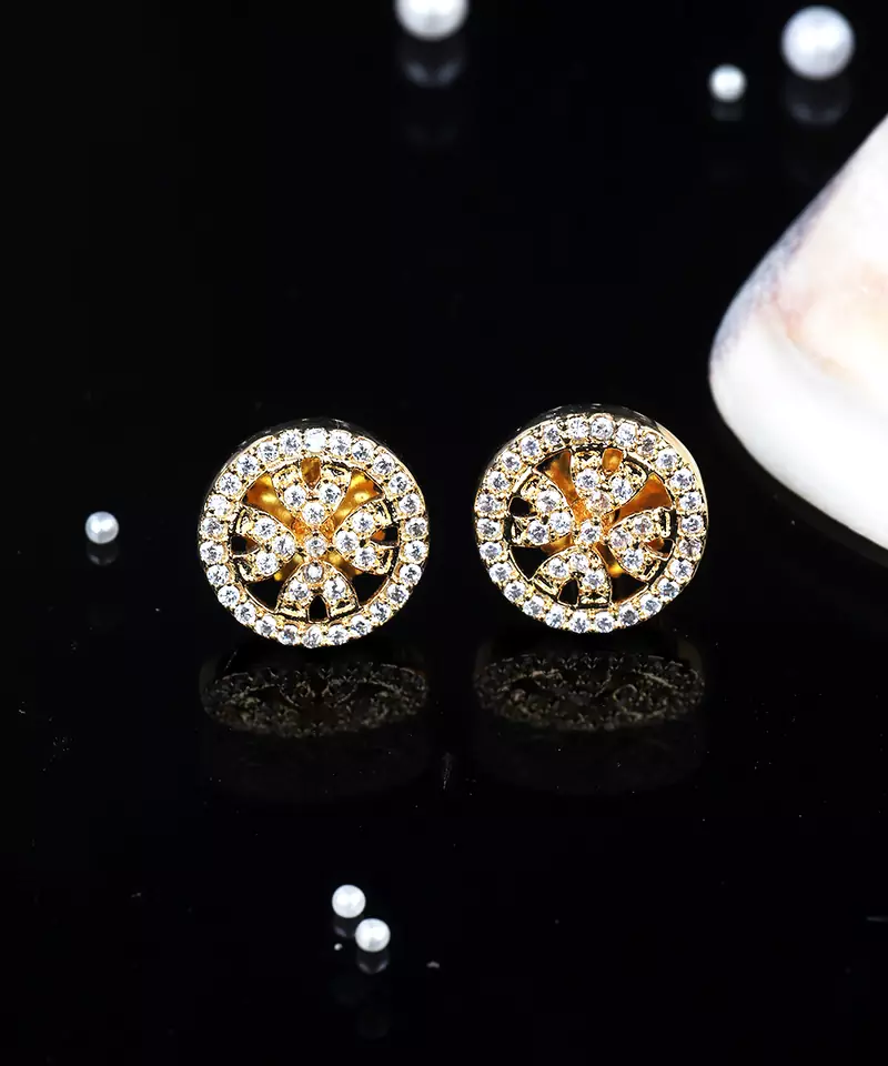 Gold Plated American Diamond Earrings
