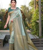 Sky Blue woven silk saree with blouse