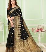 Black woven silk saree with blouse