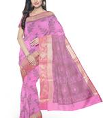 Pink woven pure cotton silk  sarees saree with blouse